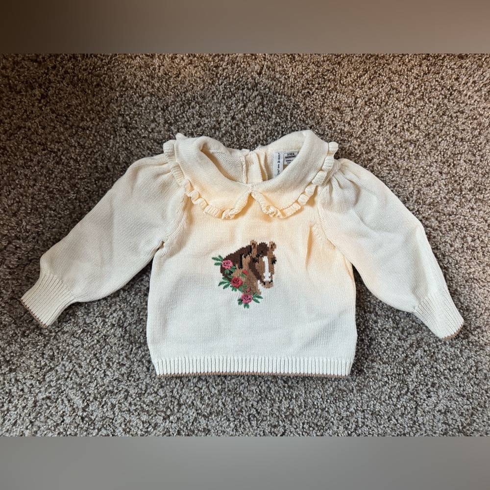 Janie & Jack Baby Sweater with Horse and Flowers